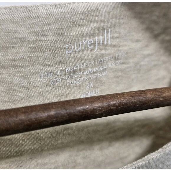 J Jill Shirt Womens 2X XXL Beige Long Sleeve Pure Boatneck Layered Tunic Flowy - Picture 3 of 10